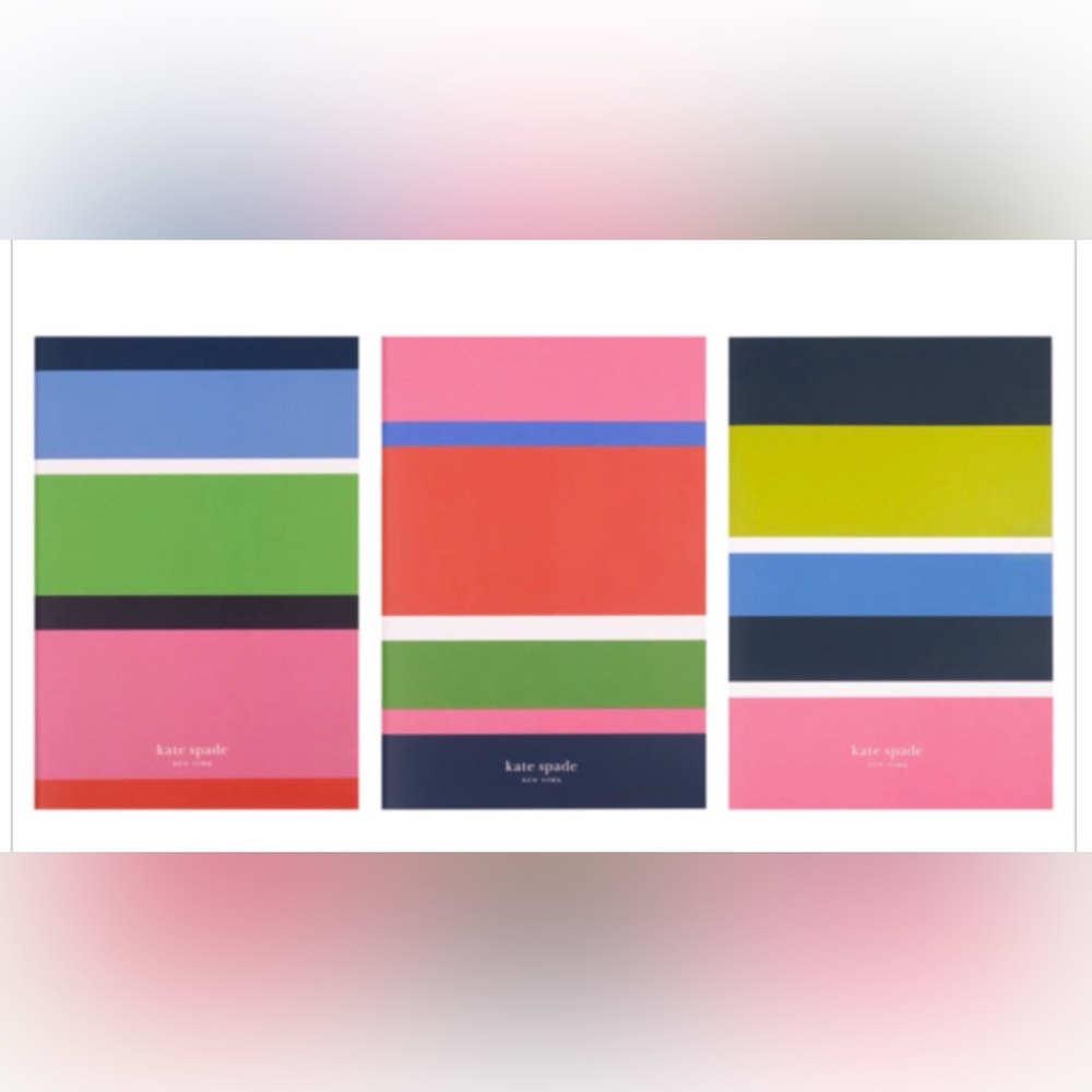 New Kate Spade Sunny Day Stripe Notebook Trio